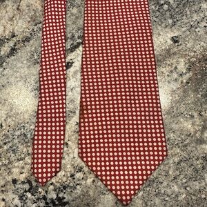 Burberrys Red Polka Dot Necktie Silk Made In England